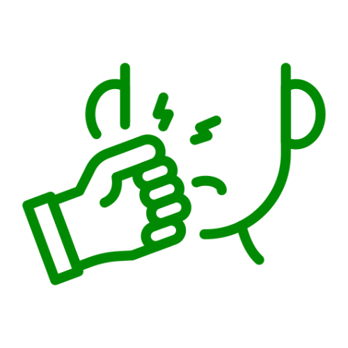 A simple green line icon of a fist punching someone's face.